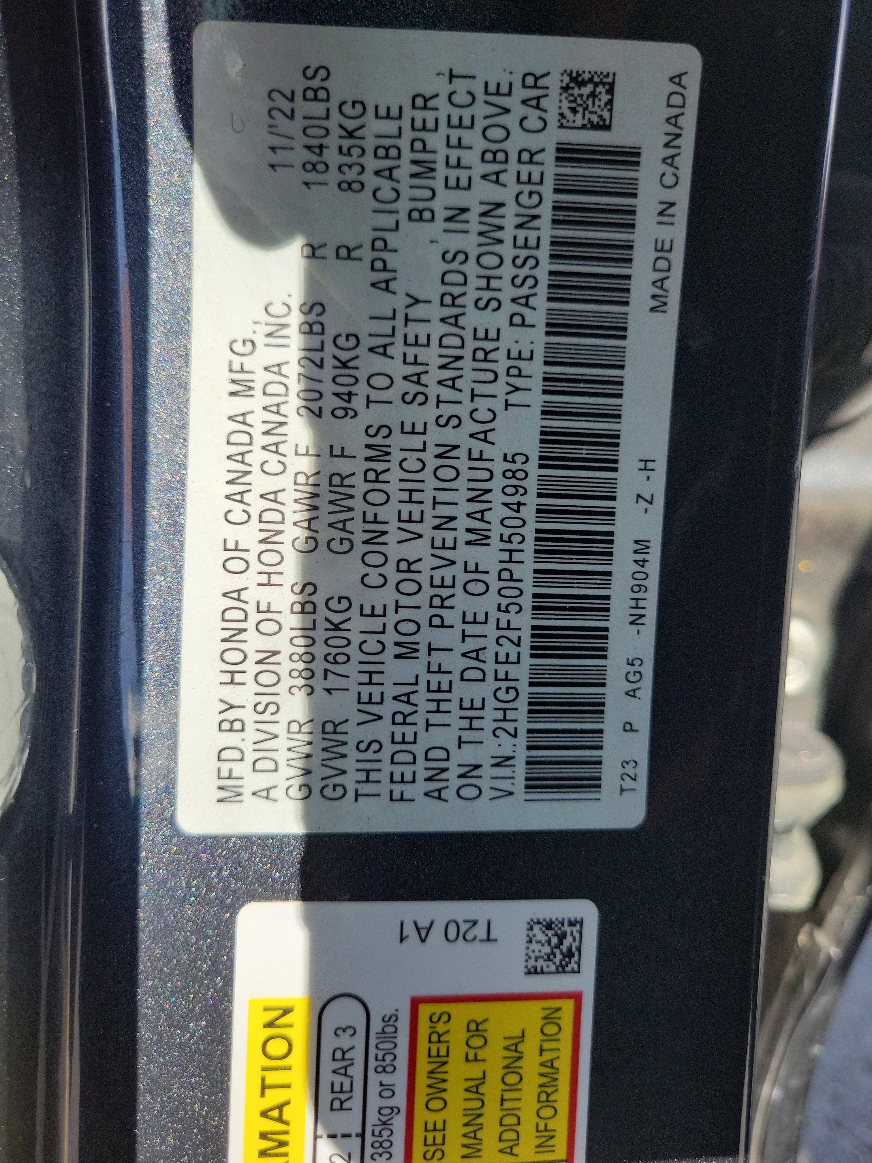 2023 Honda Civic Sedan Sport