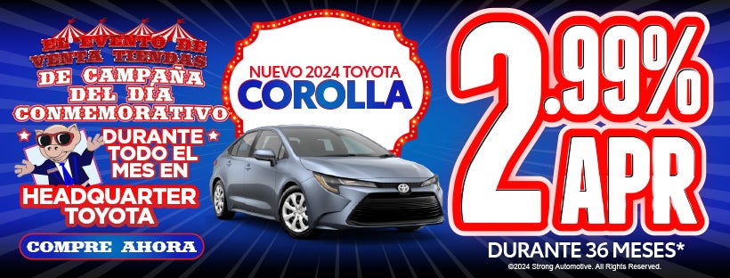 Nuevo Toyota Corolla 2024 2.99% APR durante 36 meses*