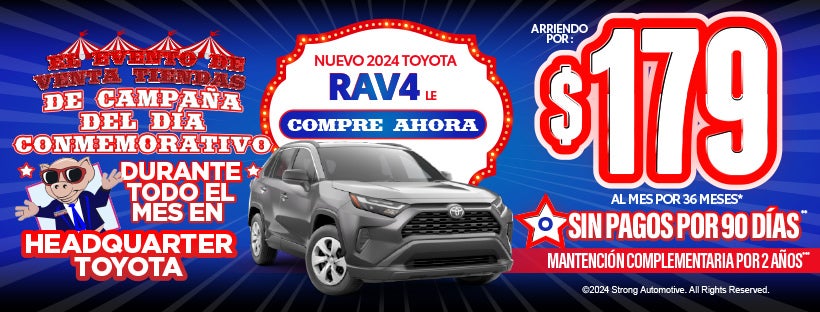Nuevo 2024 Toyota Rav4 LE Arriendo por $179/al mes por 36 meses*