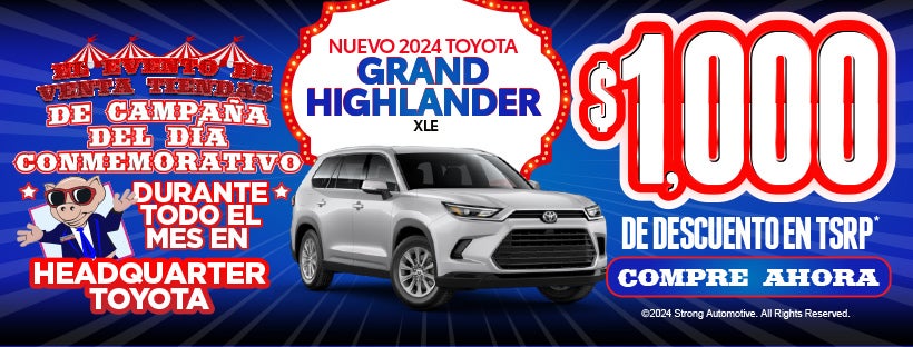 Nuevo Toyota Grand Highlander XLE 2024 $1,000 de descuento en TSRP*